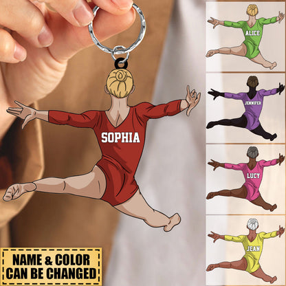 Gymnastics Keychain Girl Split Leap - Personalized Sport Gift