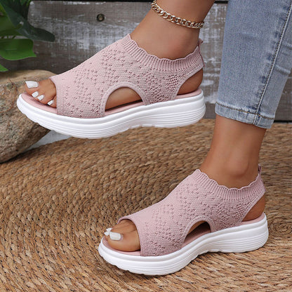 ⏳LAST DAY SALE 60% OFF!🔥🔥Women's Breathable Knit Platform Sandals