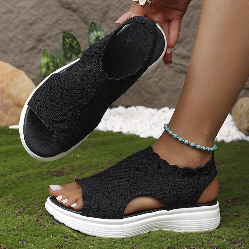 ⏳LAST DAY SALE 60% OFF!🔥🔥Women's Breathable Knit Platform Sandals