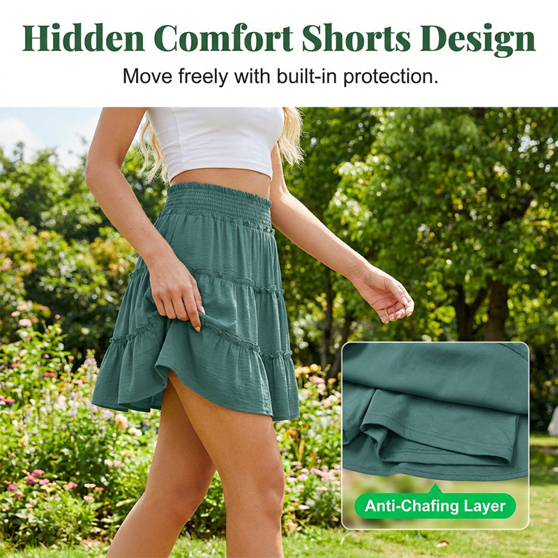 ⏰Limited Hot Sales - Just ￡13.99🔥Women’s Elastic High Waist Tiered Ruffle Skort