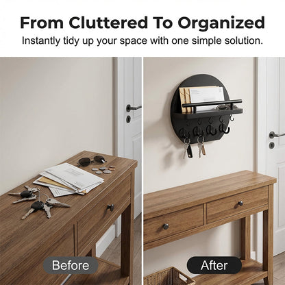 🎉 Last Day 50% Off 🎉Wall Mount Key Holder with Shelf & Hooks